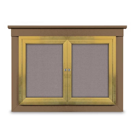 United Visual Products 18"x24" 1-Door Enclosed Letterboard, Header, Blue Felt/Lt Oak UV2620HD-LTOAK-BLUE